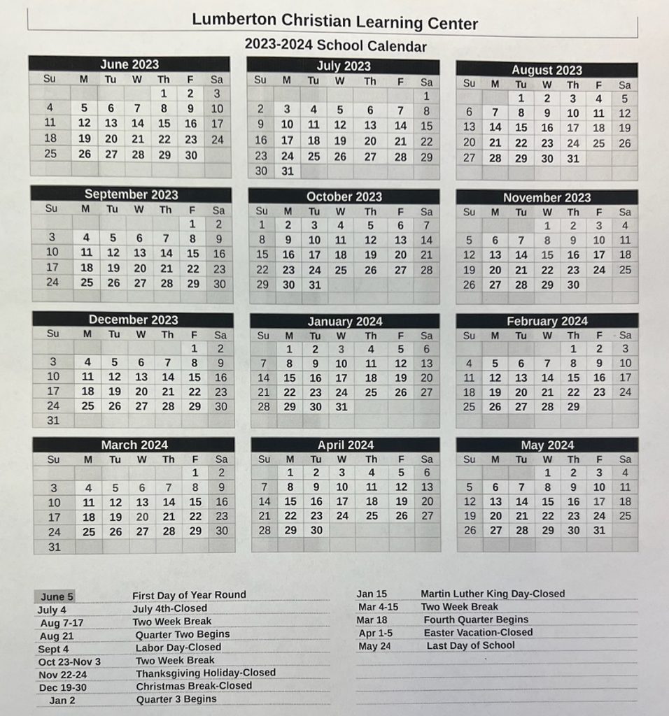 School Calendar 2023-2024